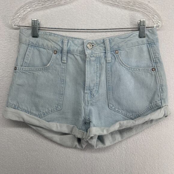 We The Free Pants - WE THE FREE PEOPLE Shorts 25 Beginners Luck Slouch Cut Off Cuffed Blue